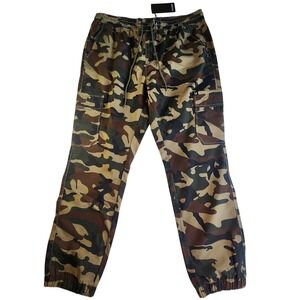 TRUE RELIGION Camo Cargo Jogger Mens XL Green Hunting Drawstring NEW